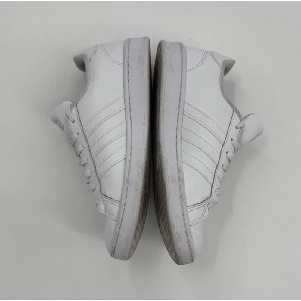 Adidas Grand Court White Leather Sneakers Mens Sz 9 Lace-Up Casual Shoes